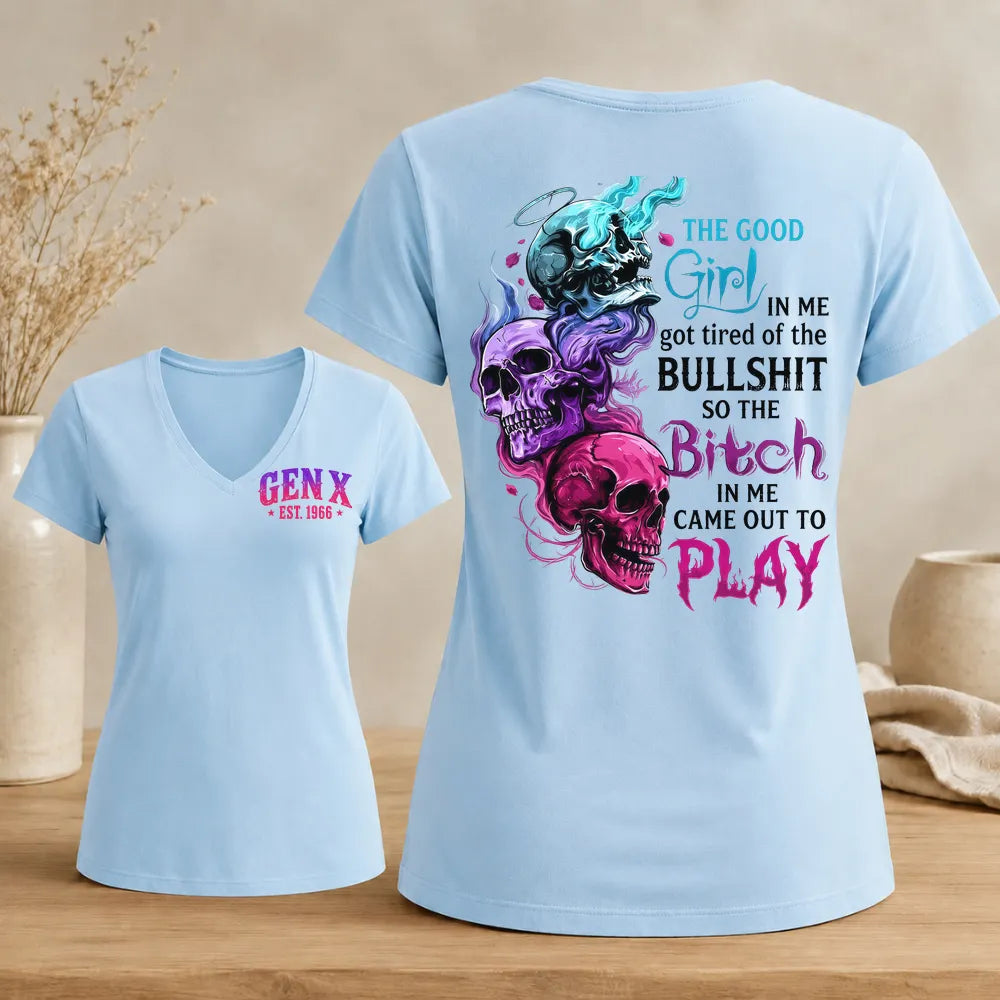 Good Girl Gone Bad โ Custom EST. Year Gen X Women's V-Neck Tee