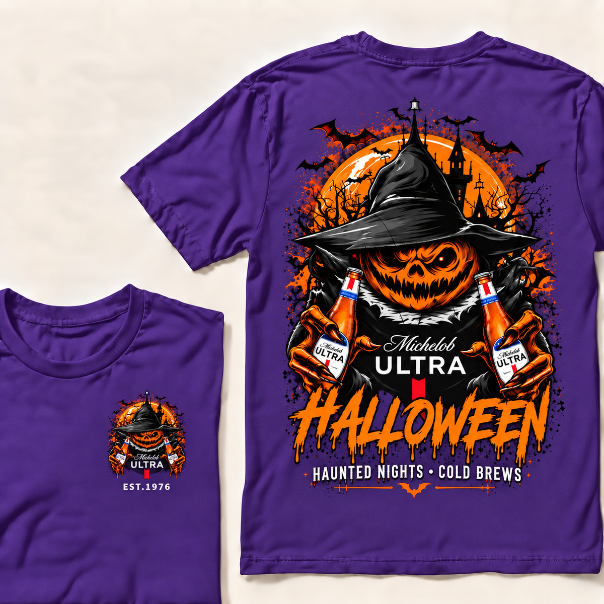 Michelob Ultra Halloween — Haunted Nights & Cold Brews Pumpkin Tee