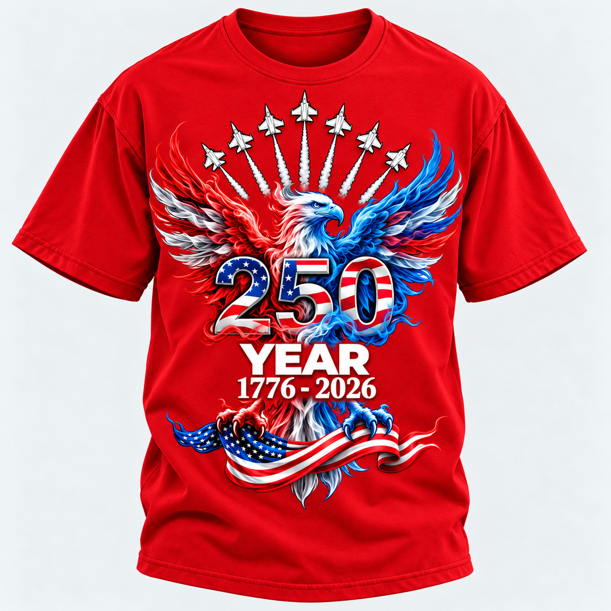 250 Year American Eagle Patriotic 1776-2026 Anniversary Graphic T-shirts