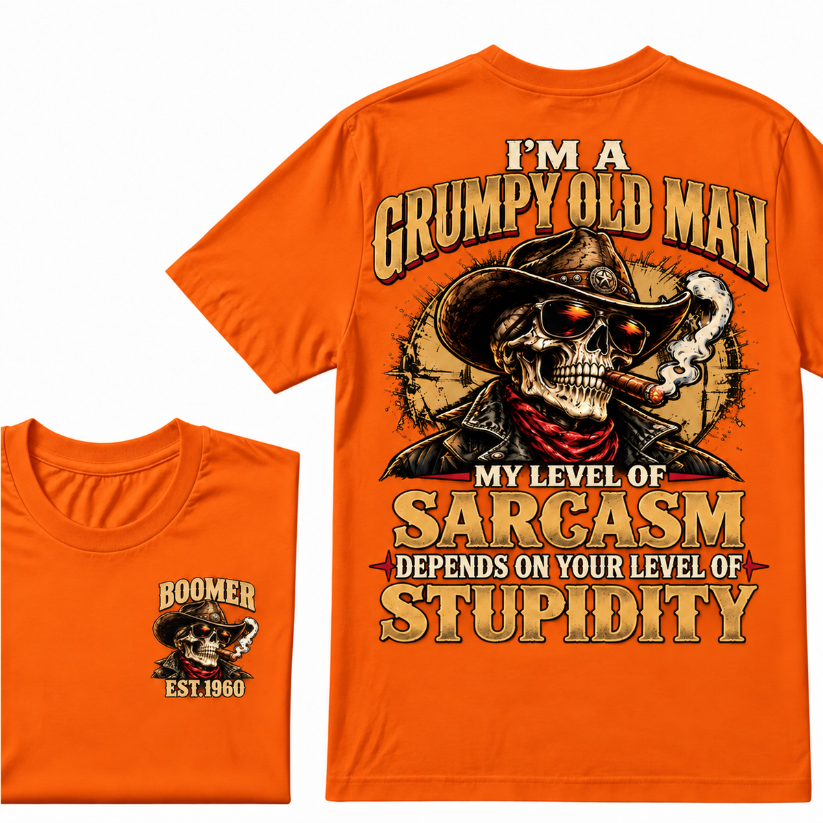 I'm A Grumpy Old Man My Level Of Sarcasm Depends On Your Level Of Stupidity Custom YearT-shirt
