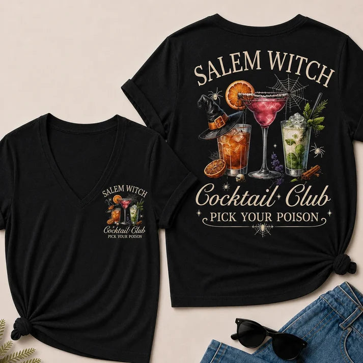 Salem Witch Cocktail Club – Pick Your Poison V-Neck Tee