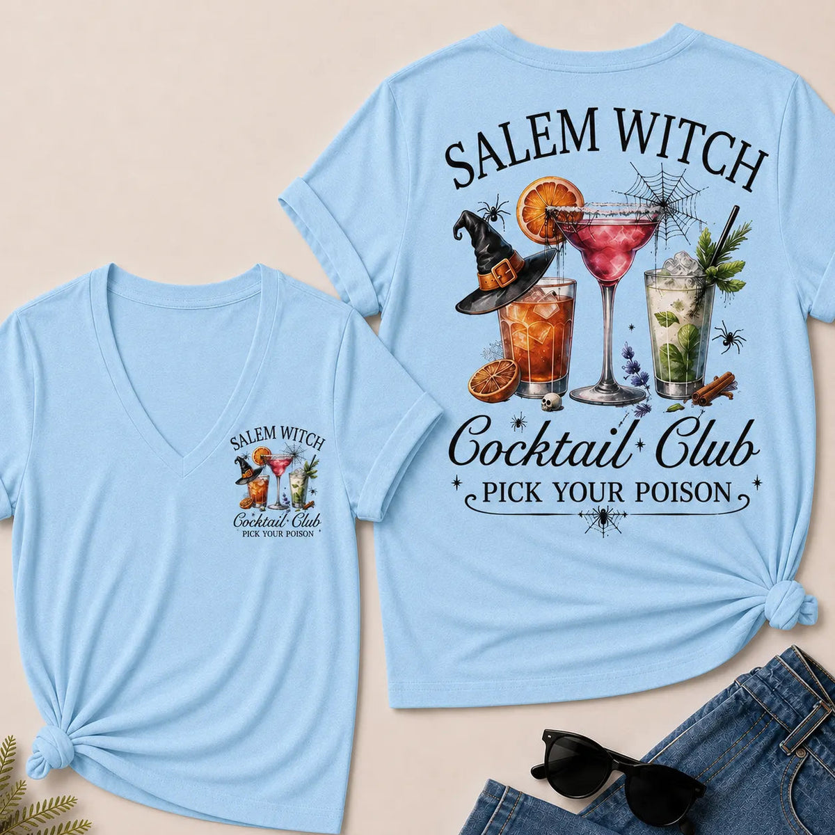 Salem Witch Cocktail Club – Pick Your Poison V-Neck Tee