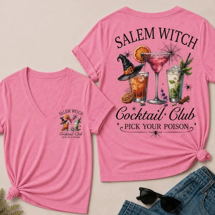 Salem Witch Cocktail Club – Pick Your Poison V-Neck Tee