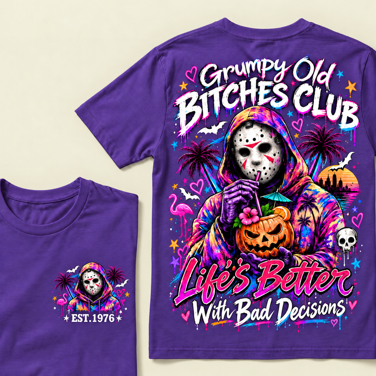 Custom Year Grumpy Old Bitches Club Life's Better With Bad Decisions  T-shirt