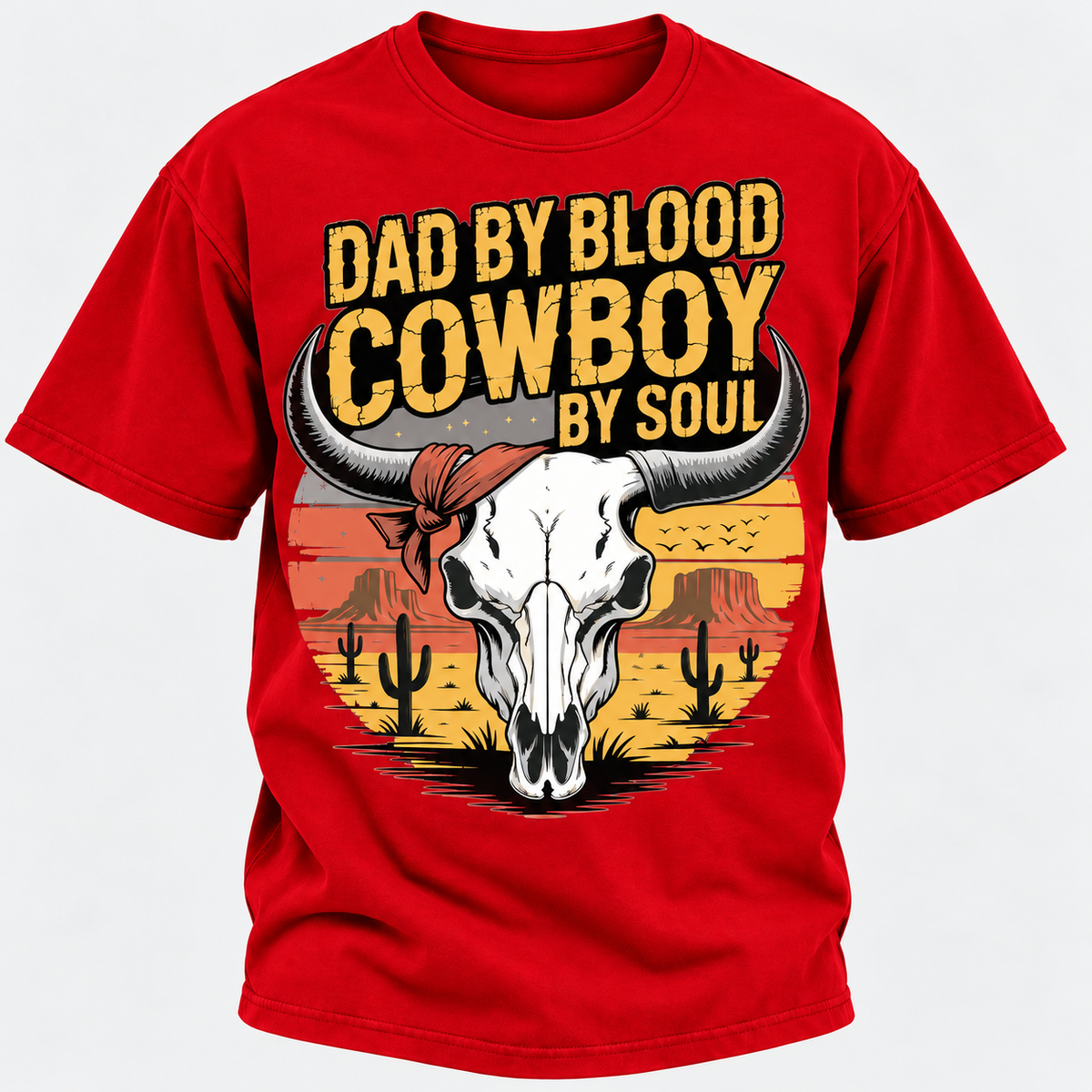 Dad By Blood Cowboy By Soul Western Cowboy Dad Custom Year T-Shirt