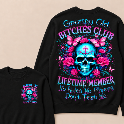 Grumpy Old Bitches Club Lifetime Member No Rules No Filters Don't Test Me Custom Year Crewneck