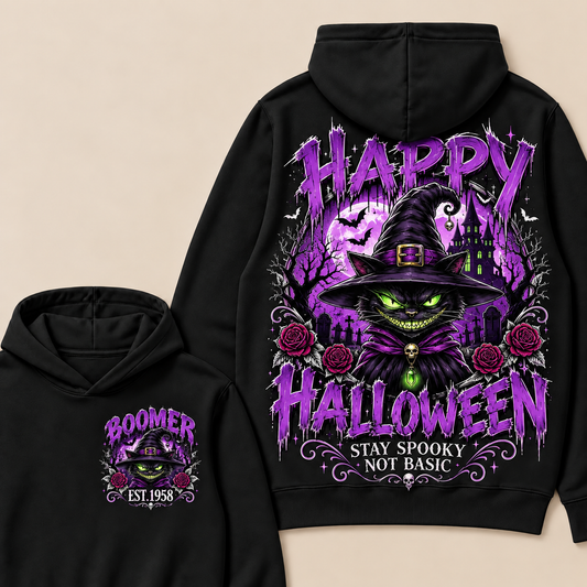 Custom EST.Year Happy Halloween Stay Spooky Not Basic  Hoodie
