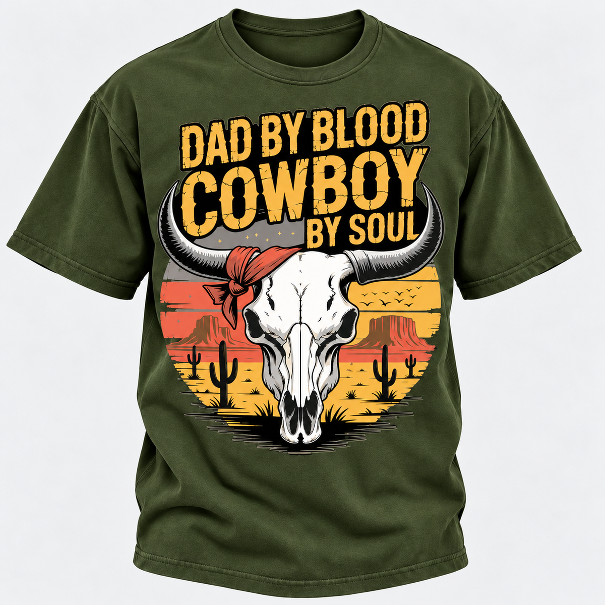 Dad By Blood Cowboy By Soul Western Cowboy Dad Custom Year T-Shirt