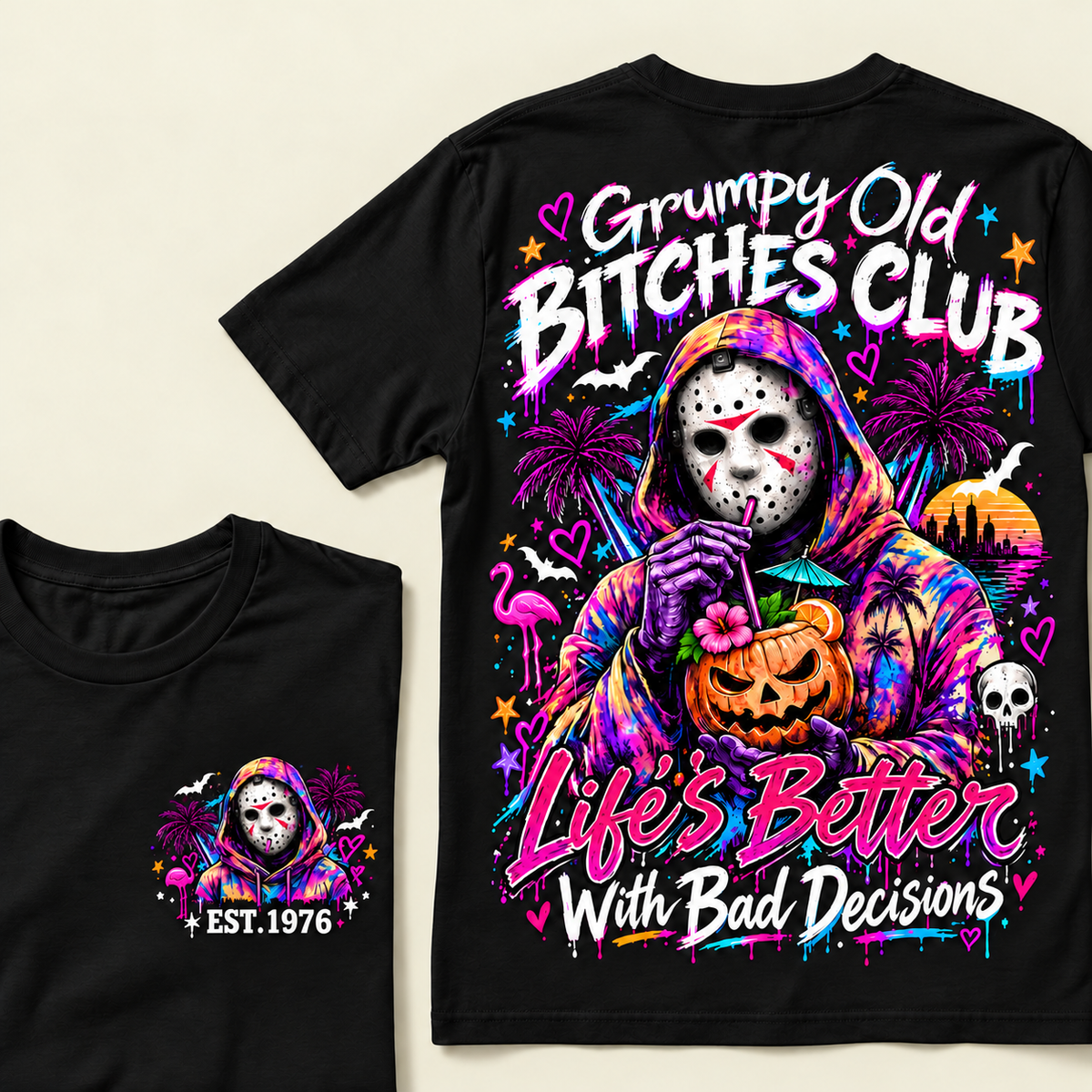 Custom Year Grumpy Old Bitches Club Life's Better With Bad Decisions  T-shirt