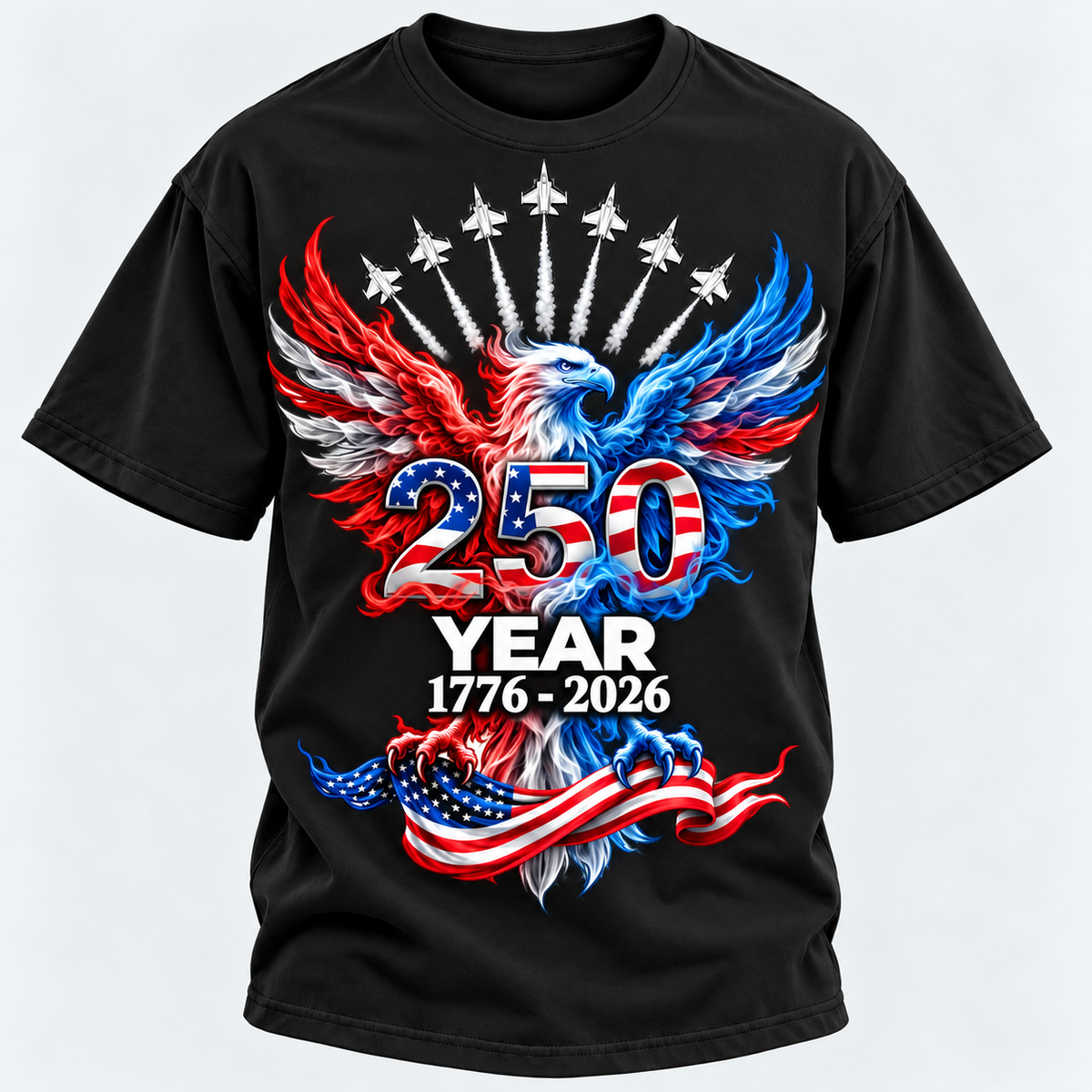 250 Year American Eagle Patriotic 1776-2026 Anniversary Graphic T-shirts