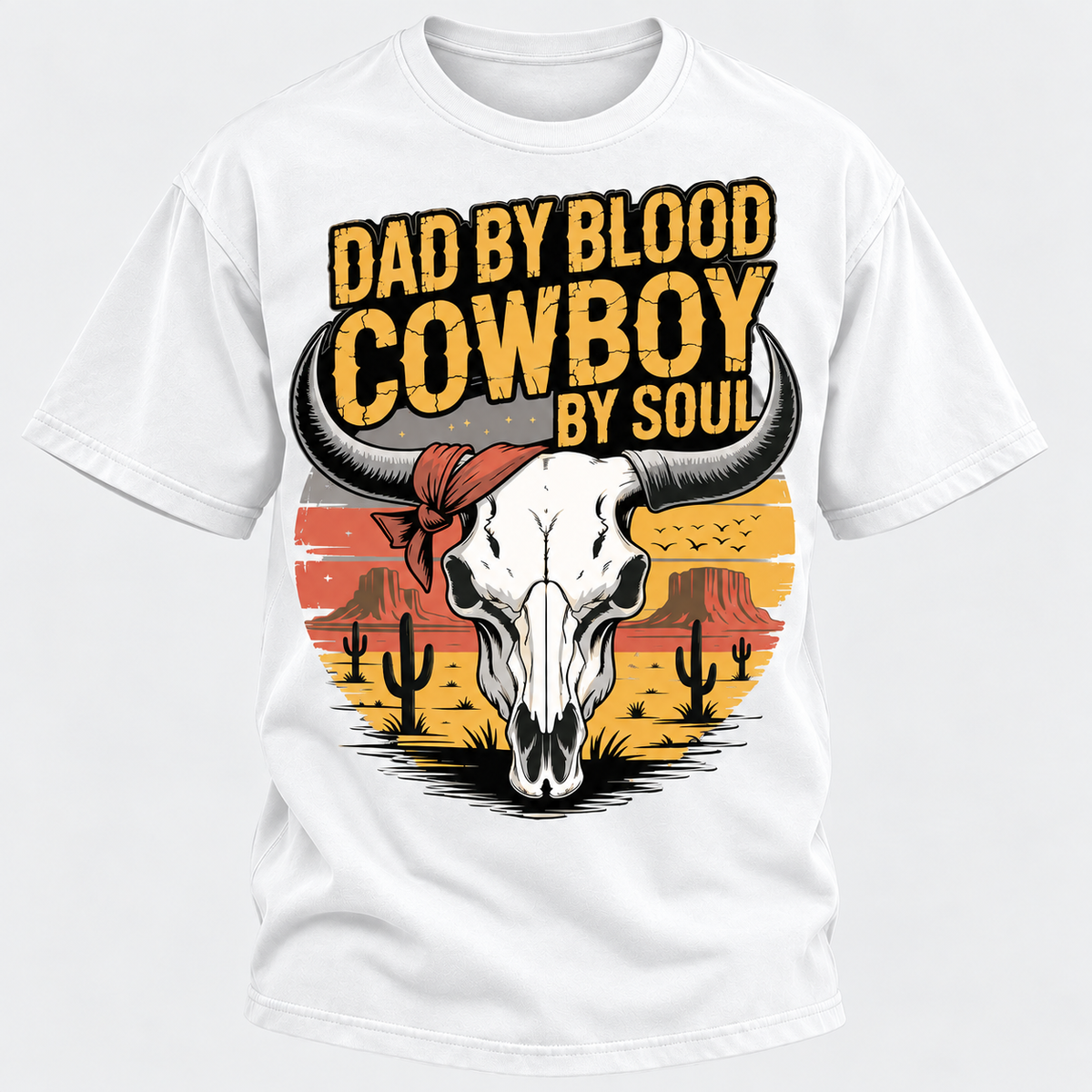 Dad By Blood Cowboy By Soul Western Cowboy Dad Custom Year T-Shirt
