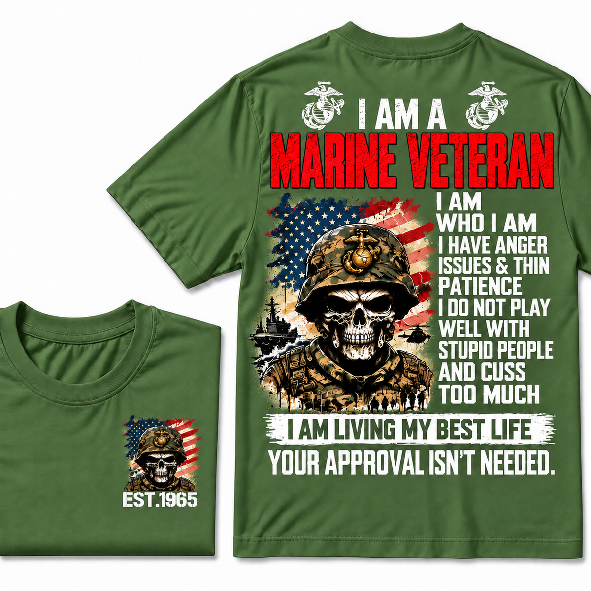 I Am A Marine Veteran I Am Who I Am Custom Year T-shirts