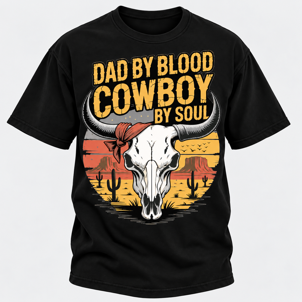 Dad By Blood Cowboy By Soul Western Cowboy Dad Custom Year T-Shirt