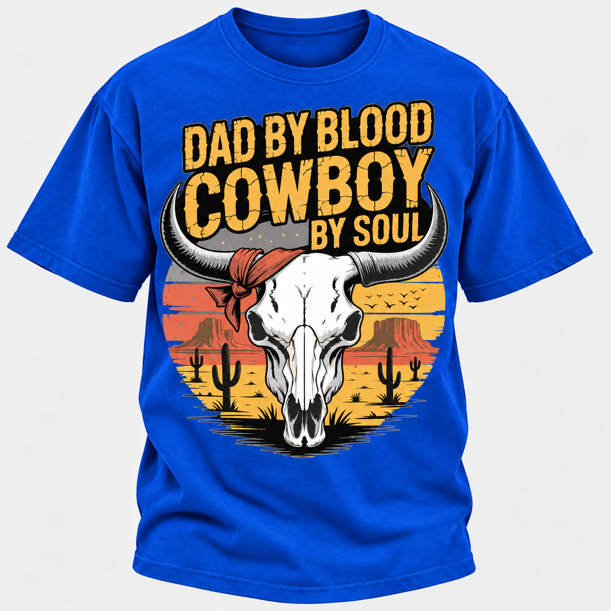 Dad By Blood Cowboy By Soul Western Cowboy Dad Custom Year T-Shirt