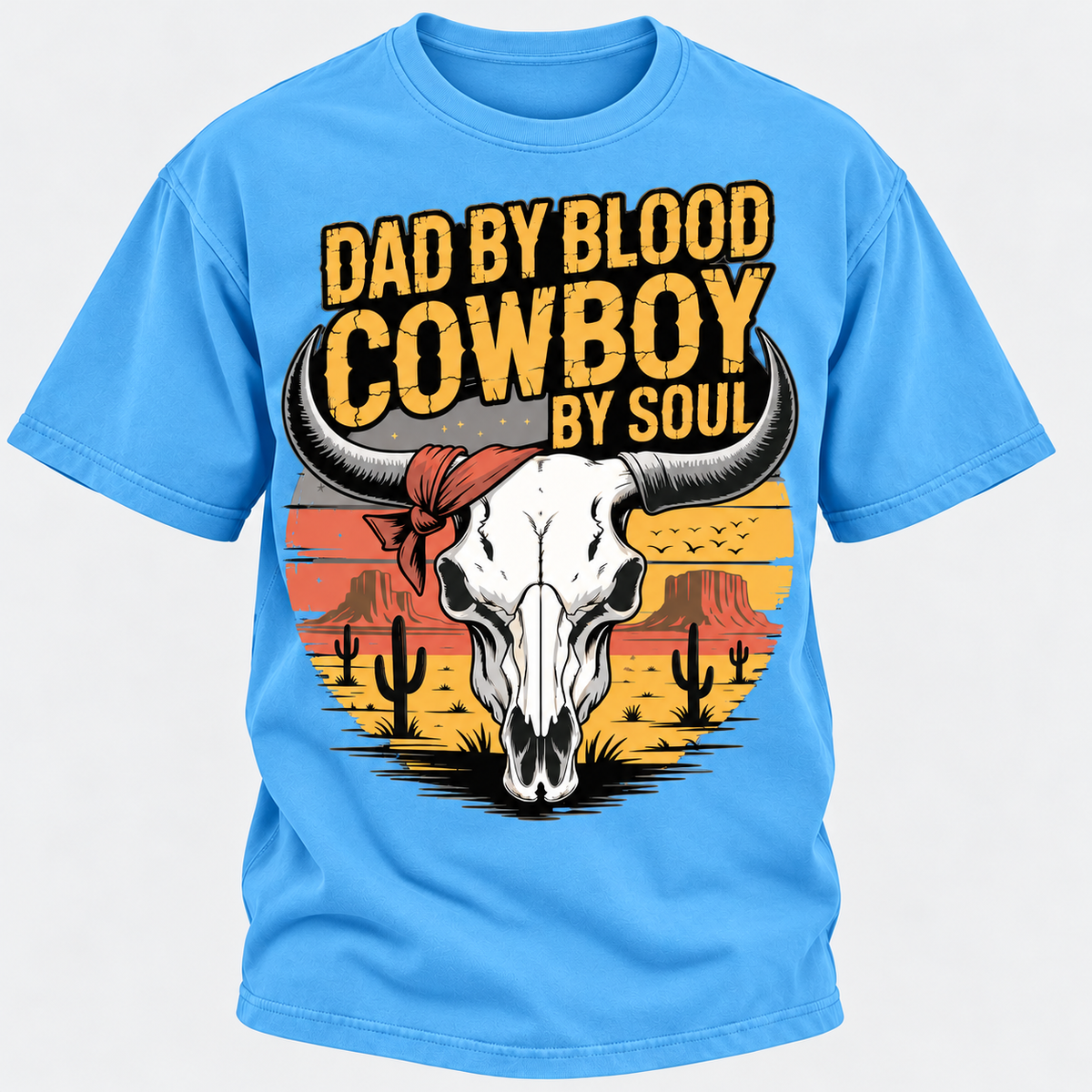 Dad By Blood Cowboy By Soul Western Cowboy Dad Custom Year T-Shirt
