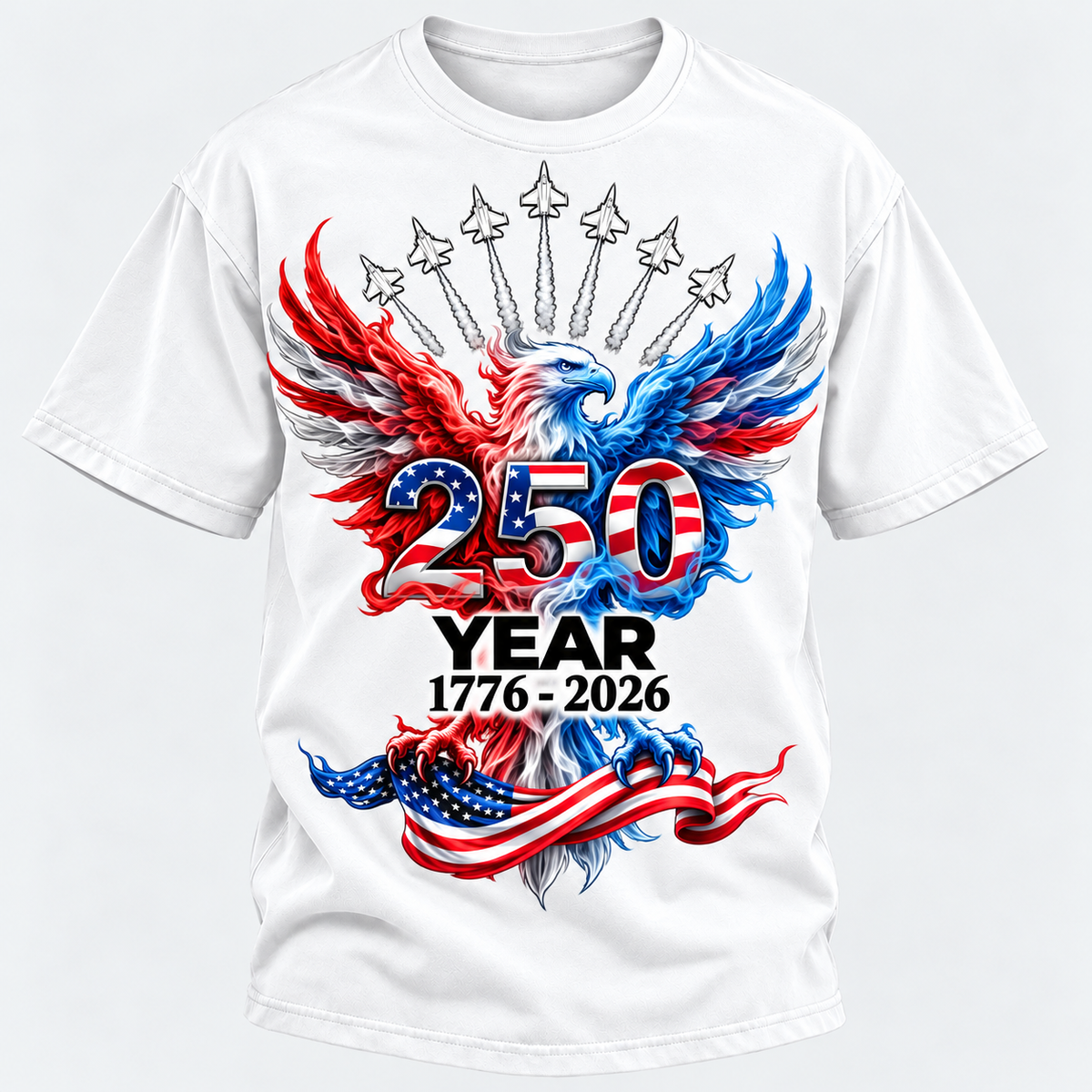 250 Year American Eagle Patriotic 1776-2026 Anniversary Graphic T-shirts