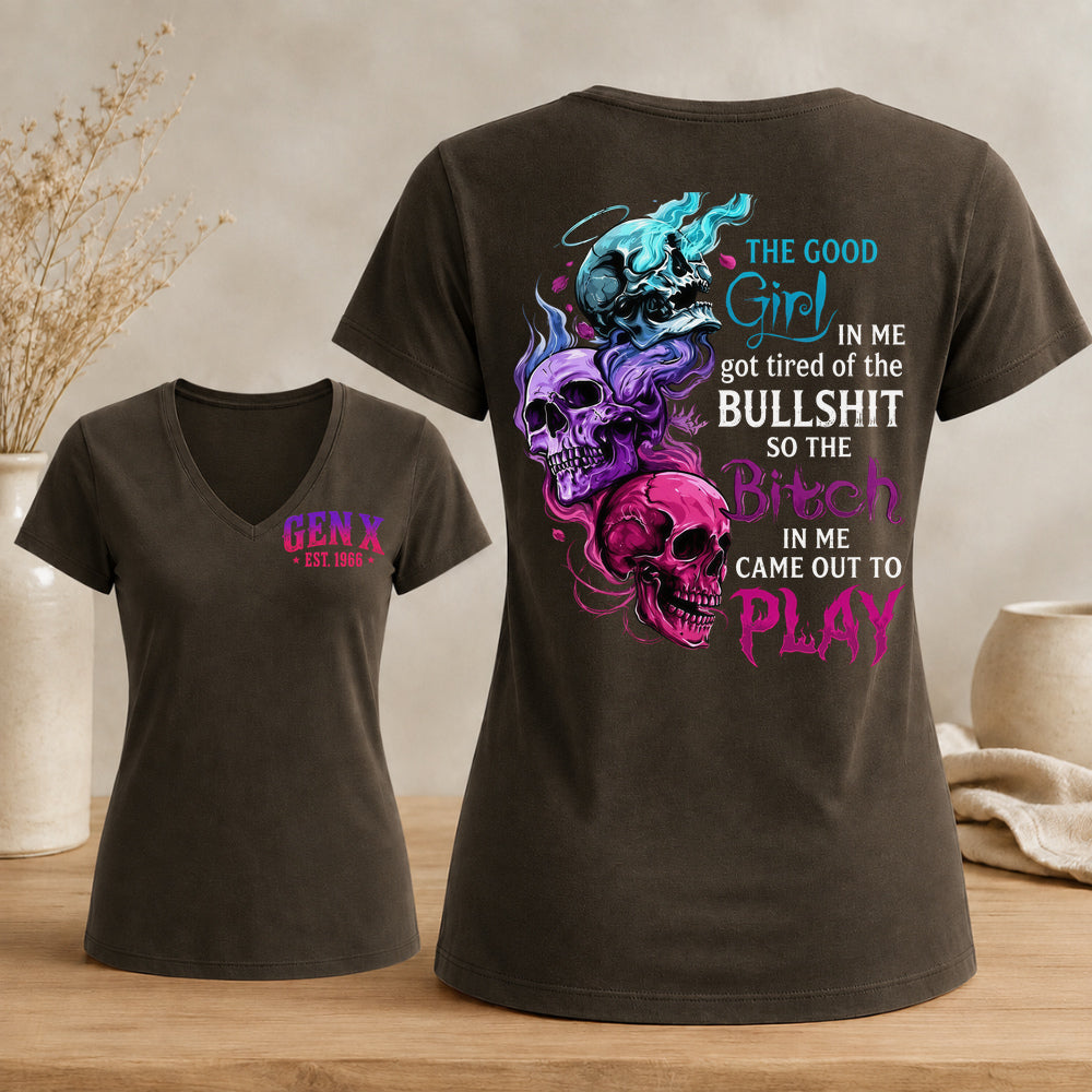 Good Girl Gone Bad – Custom EST. Year Gen X Women's V-Neck Tee