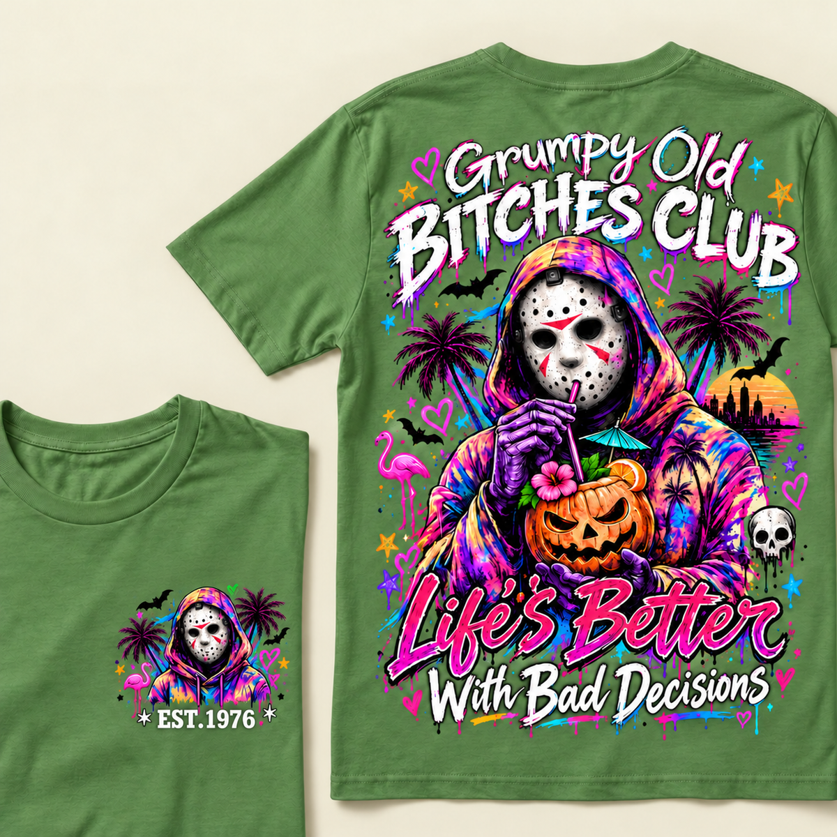 Custom Year Grumpy Old Bitches Club Life's Better With Bad Decisions  T-shirt