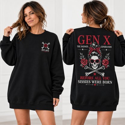 GEN X BEFORE ALL YOU SISSIES WERE BORN Woman Custom Year V-Neck v-neck longsleeve