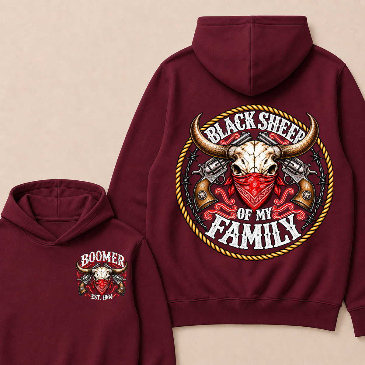 Boomer Est. year Black Sheep Of My Family Hoodie