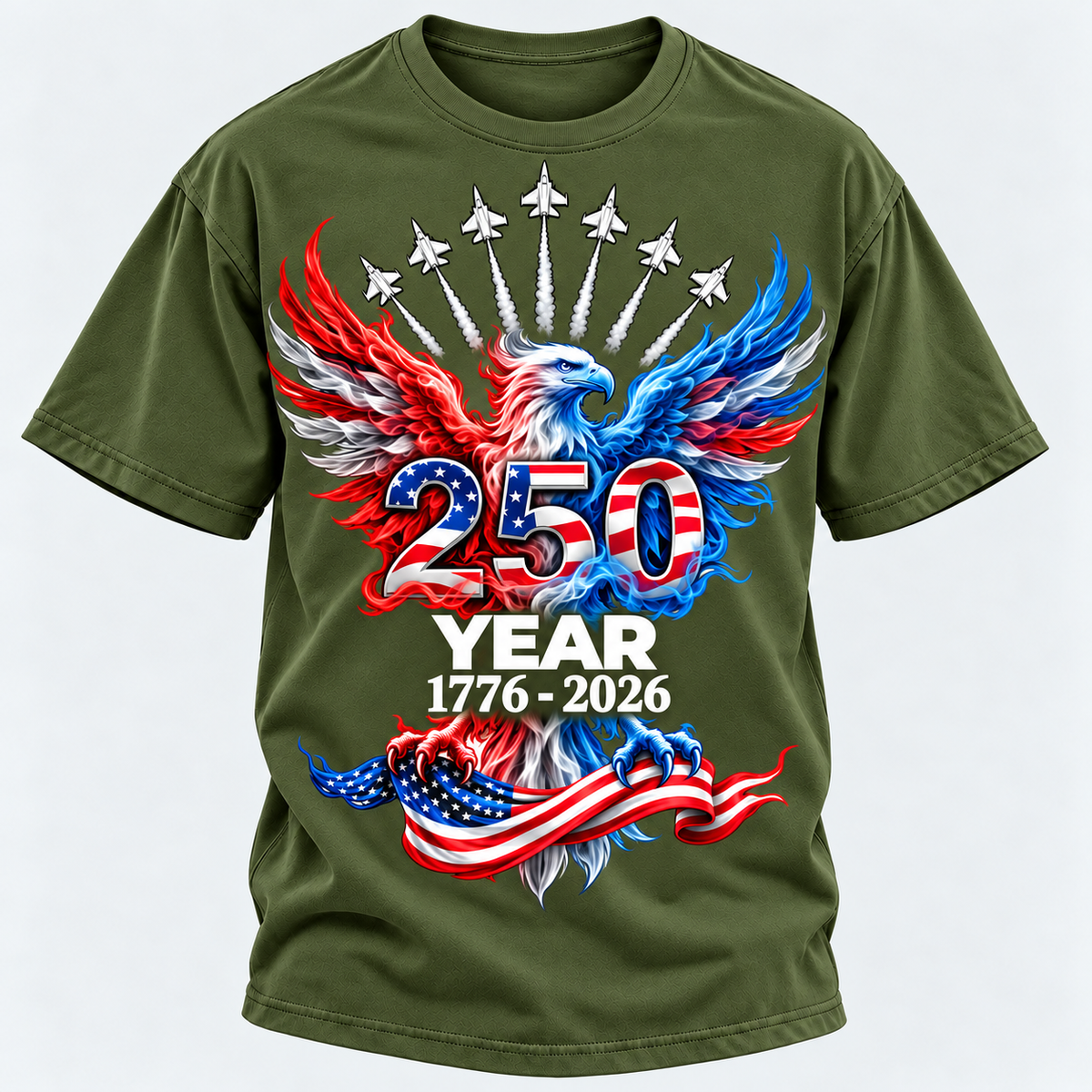250 Year American Eagle Patriotic 1776-2026 Anniversary Graphic T-shirts