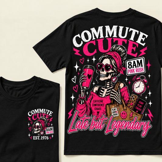 Custom Year Commute Cute 8Am Pink Rush Caffeine Confidence Chaos Plant Survive Thrive Dump Plan Conquer Late But LegendaryT-shirt