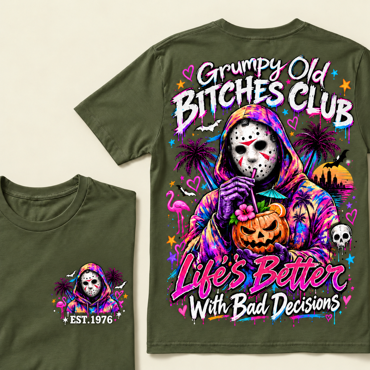 Custom Year Grumpy Old Bitches Club Life's Better With Bad Decisions  T-shirt