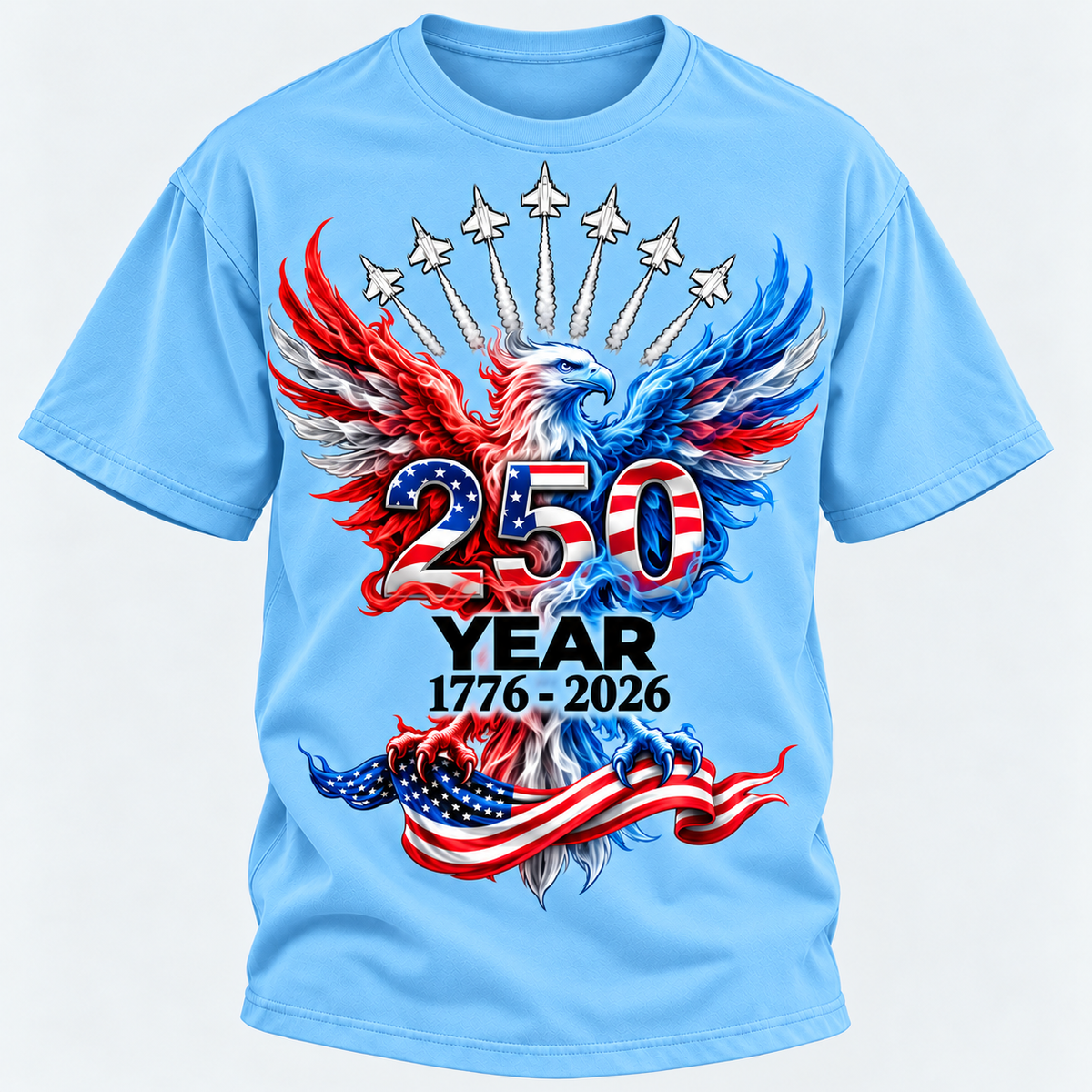 250 Year American Eagle Patriotic 1776-2026 Anniversary Graphic T-shirts