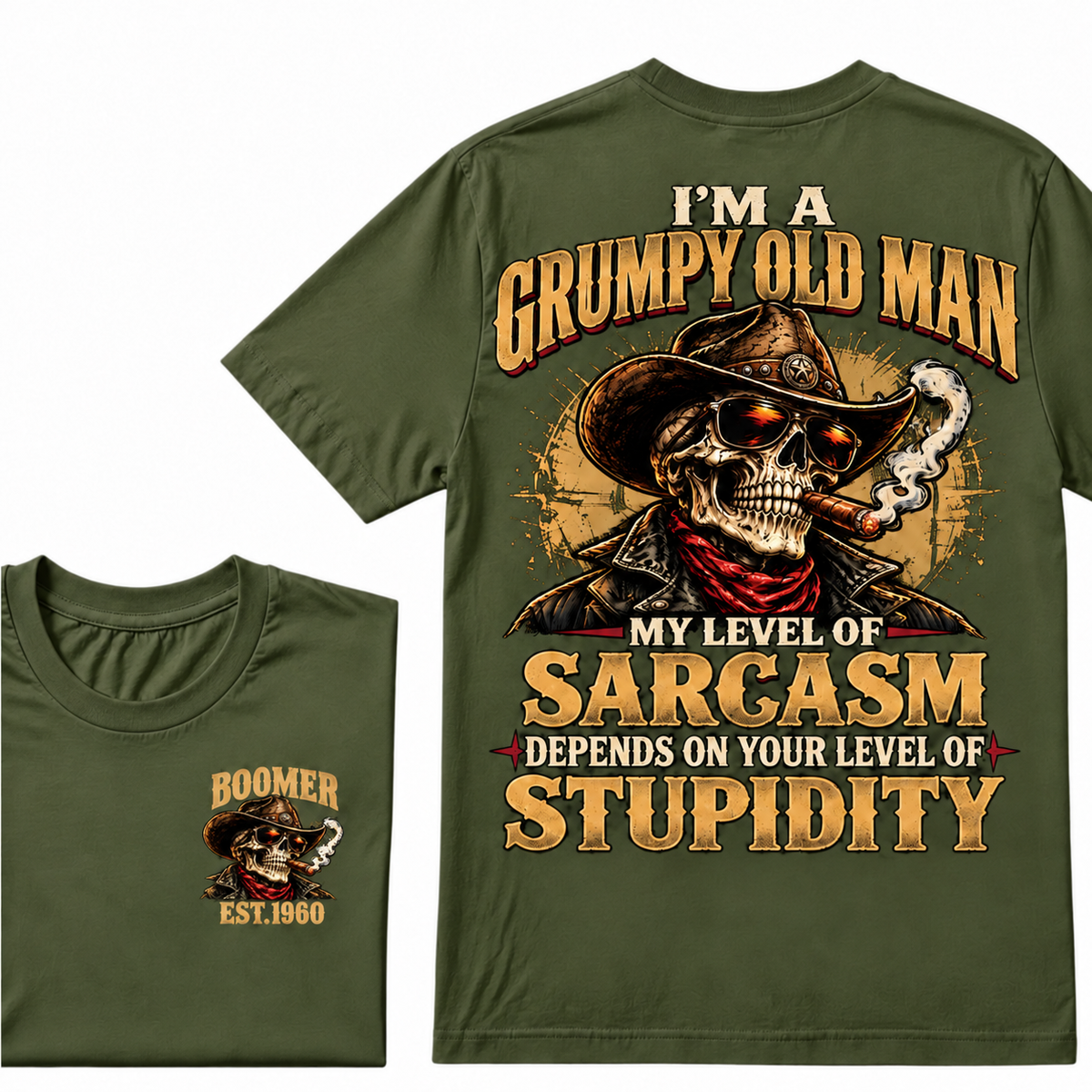 I'm A Grumpy Old Man My Level Of Sarcasm Depends On Your Level Of Stupidity Custom YearT-shirt