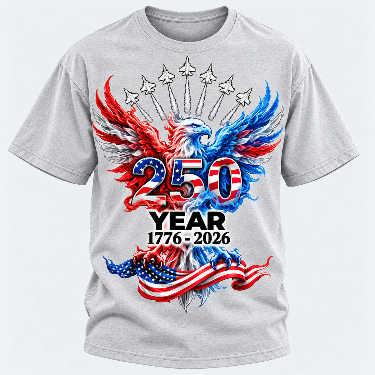 250 Year American Eagle Patriotic 1776-2026 Anniversary Graphic T-shirts