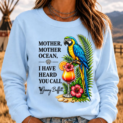 Mother Ocean Sweatshirt – “I Have Heard You Call” Vintage Coastal Crewneck