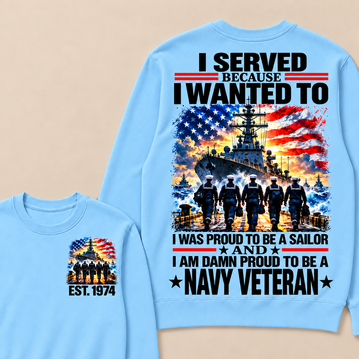 I Served Because I Wanted To I Was Proud To Be A Sailor And I Am Damn Proud To Be A Navy Veteran Custom Year Sweatshirt