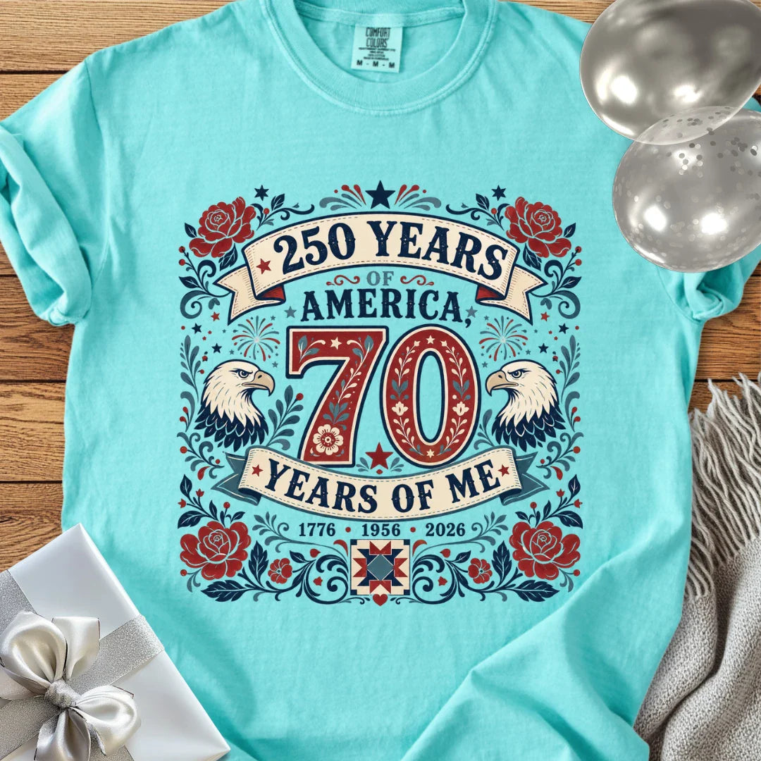 250 Years of America, 70 Years of Me - Premium America 250 Birthday T-Shirt