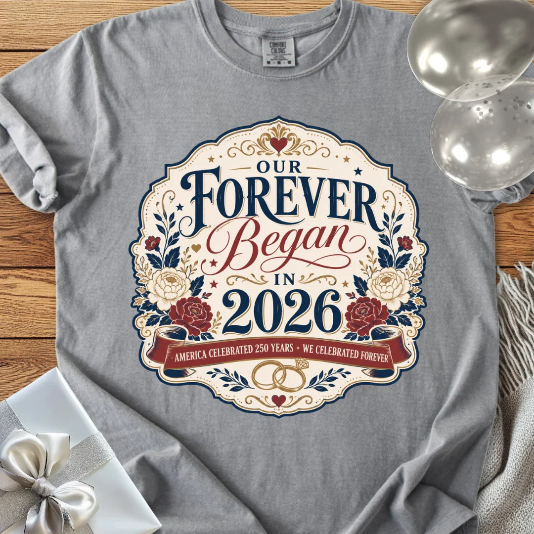 America Celebrated 250 Years, We Celebrated Forever, 2026 - Premium America 250 Wedding T-Shirt
