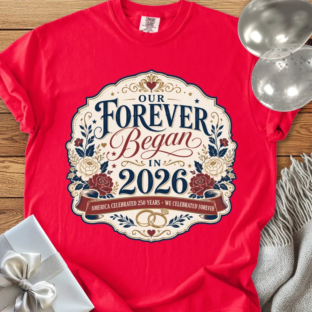 America Celebrated 250 Years, We Celebrated Forever, 2026 - Premium America 250 Wedding T-Shirt
