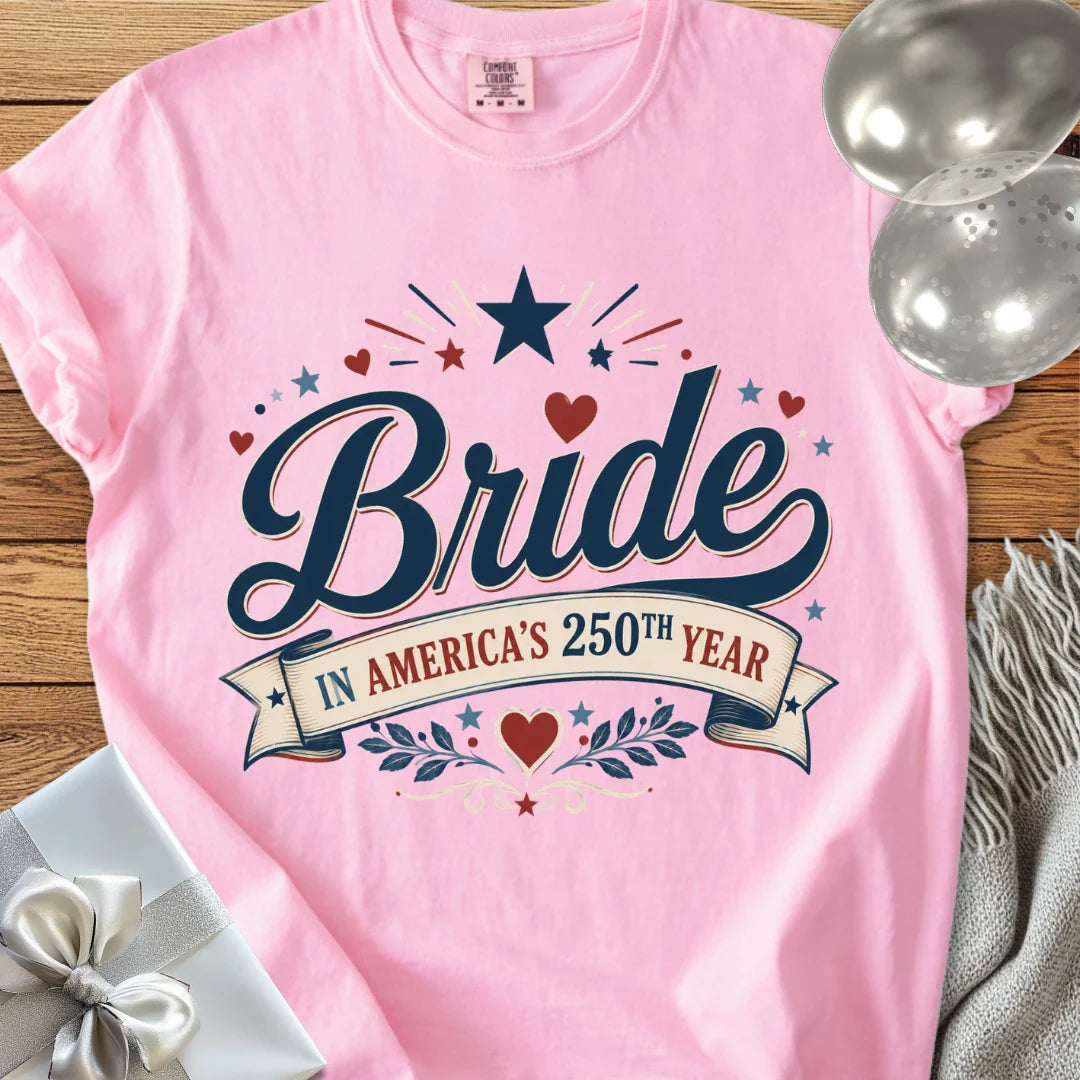 Bride in America’s 250th Year - Premium America 250 Wedding T-Shirt