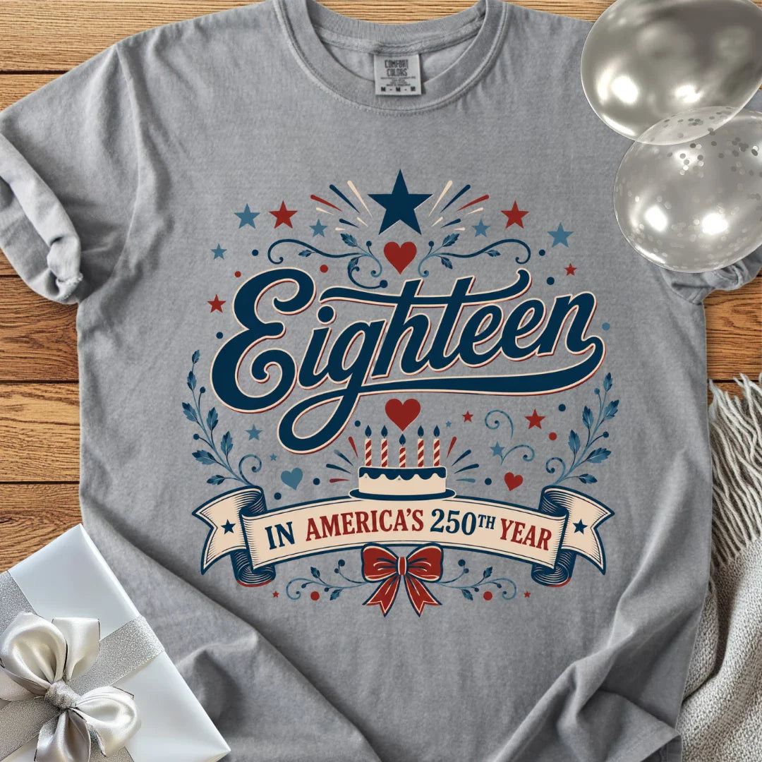 Eighteen In America's 250th Year - Premium America 250 Birthday T-Shirt