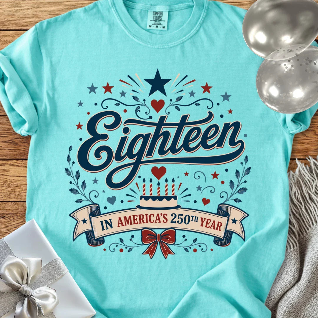 Eighteen In America's 250th Year - Premium America 250 Birthday T-Shirt