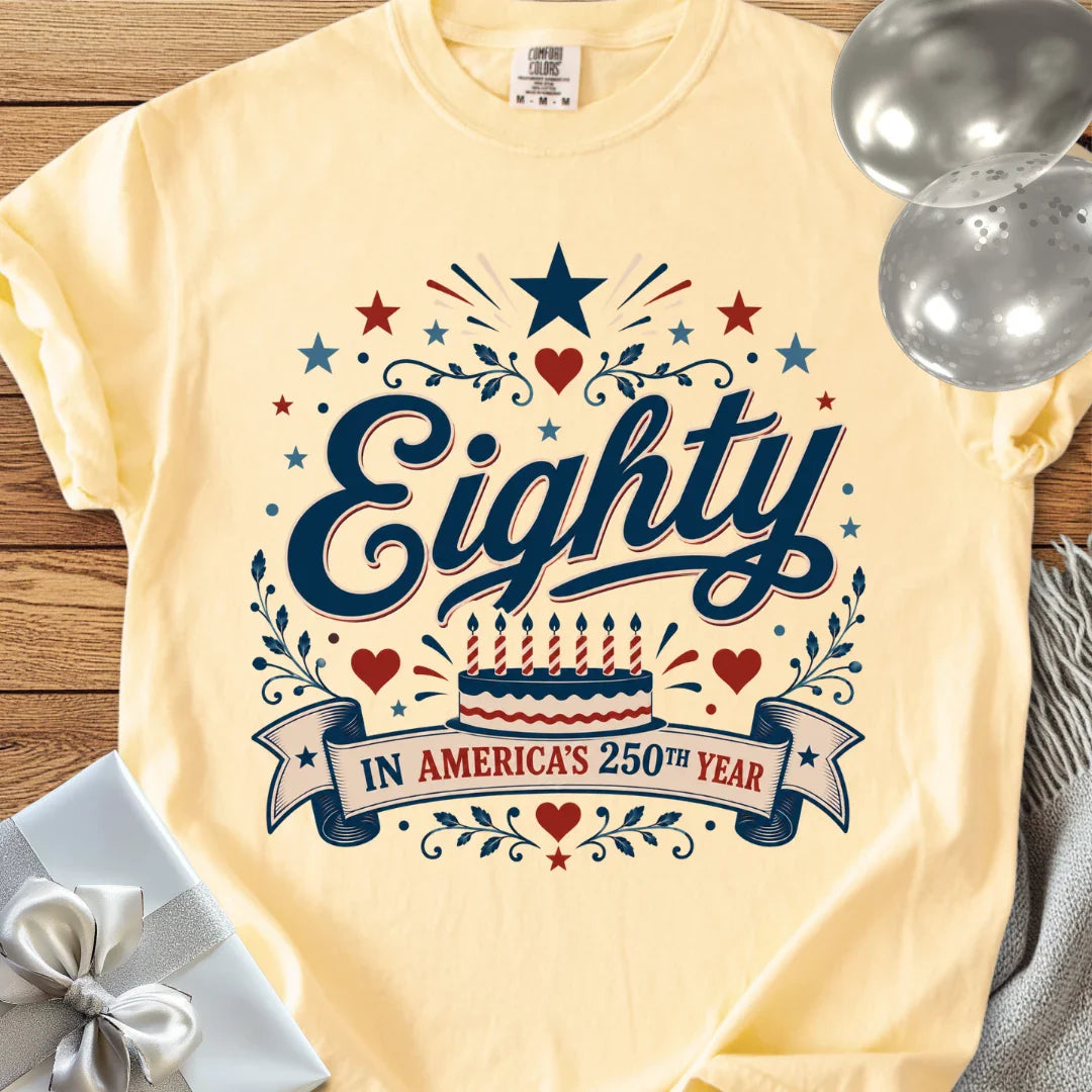 Eighty In America's 250th Year - Premium America 250 Birthday T-Shirt