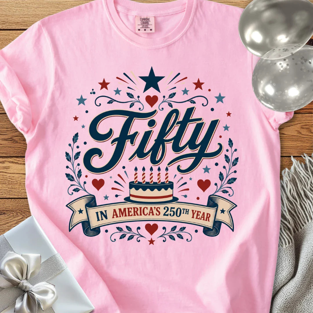 Fifty In America's 250th Year - Premium America 250 Birthday T-Shirt