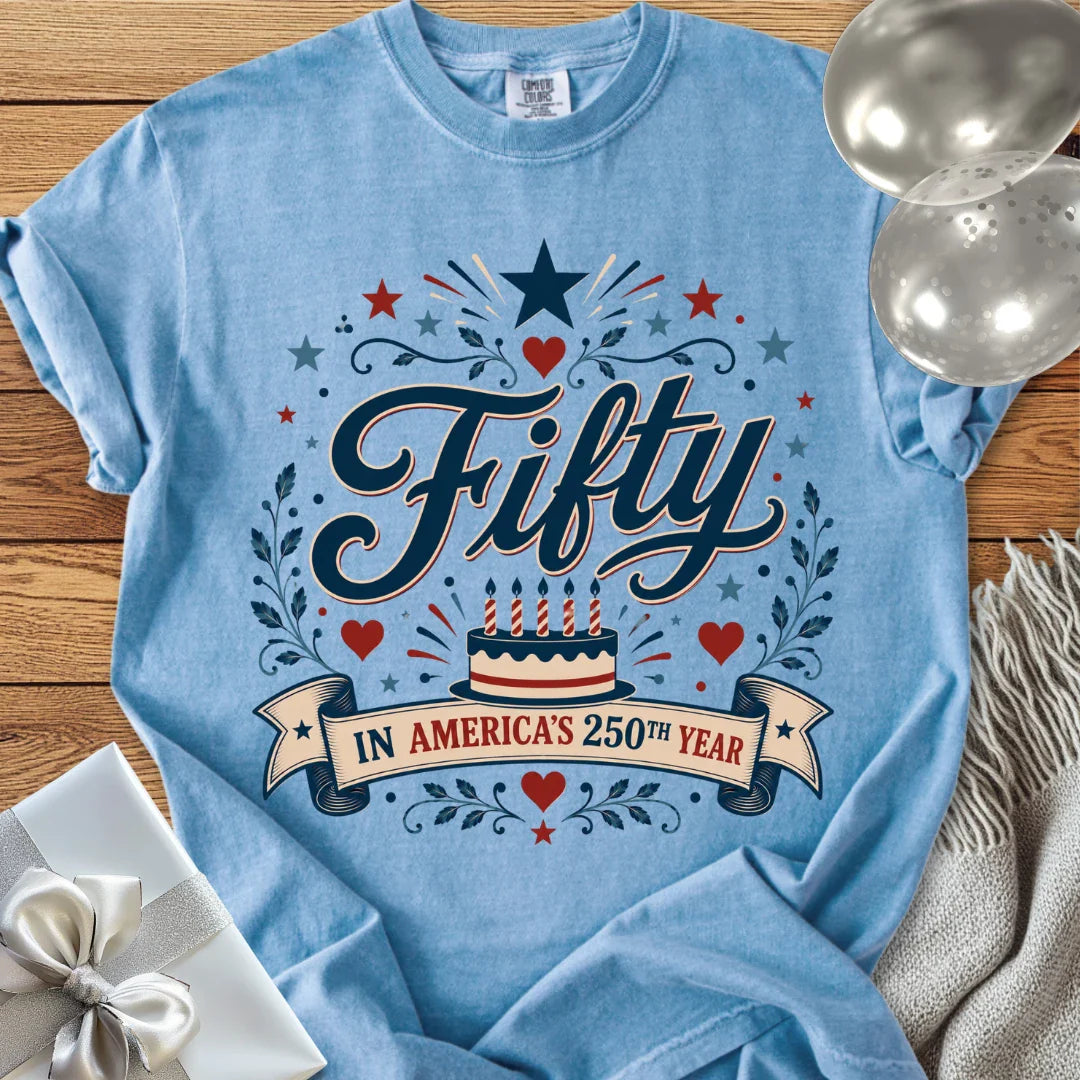 Fifty In America's 250th Year - Premium America 250 Birthday T-Shirt
