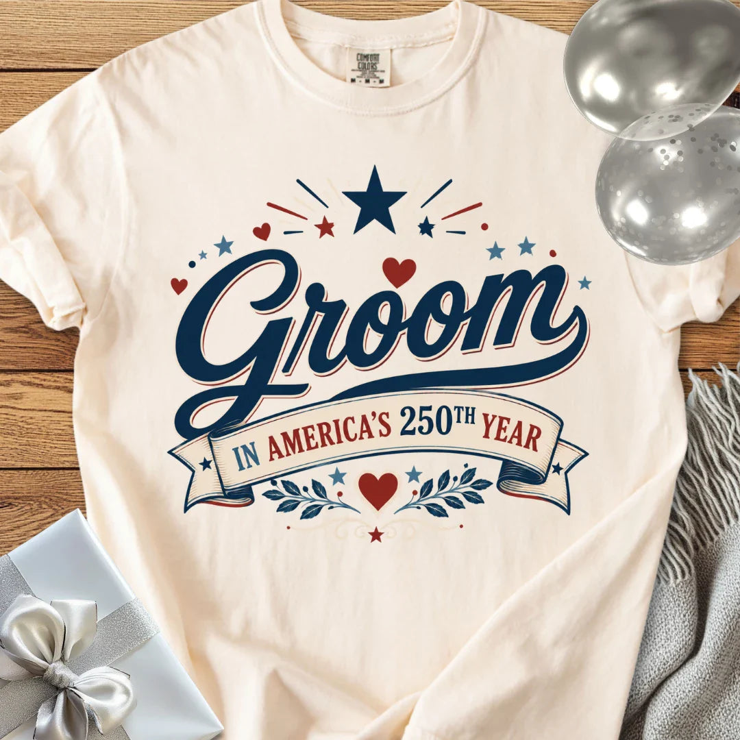 Groom In America’s 250th Year - Premium America 250 Wedding T-Shirt