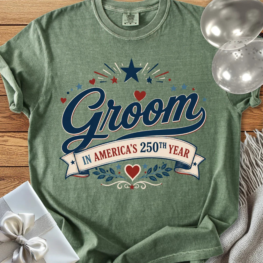 Groom In America’s 250th Year - Premium America 250 Wedding T-Shirt