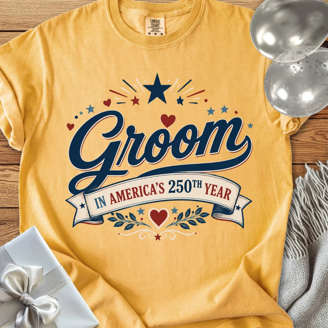 Groom In America’s 250th Year - Premium America 250 Wedding T-Shirt