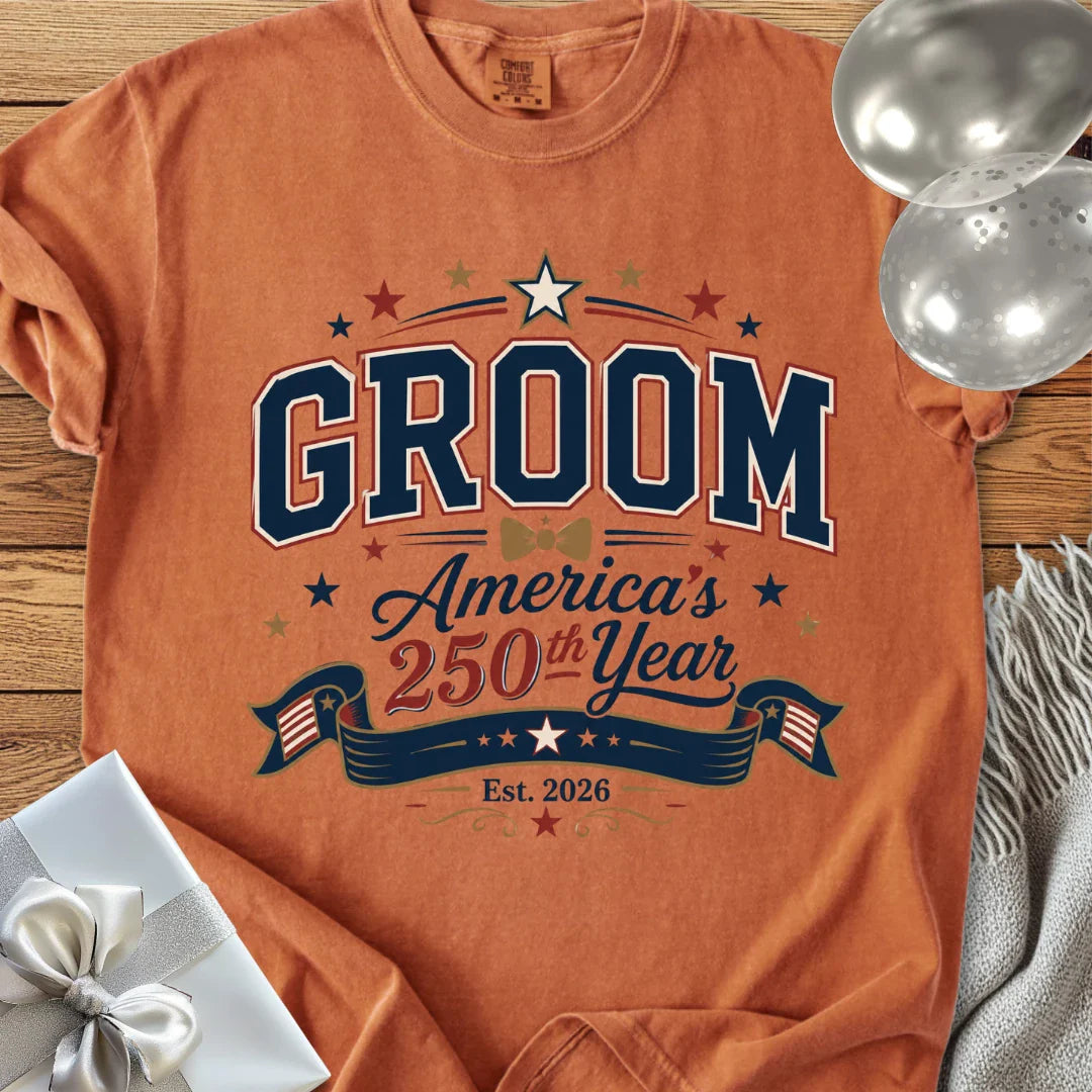 Groom 'America's 250th Year' 2026 - Premium America 250 Wedding T-Shirt