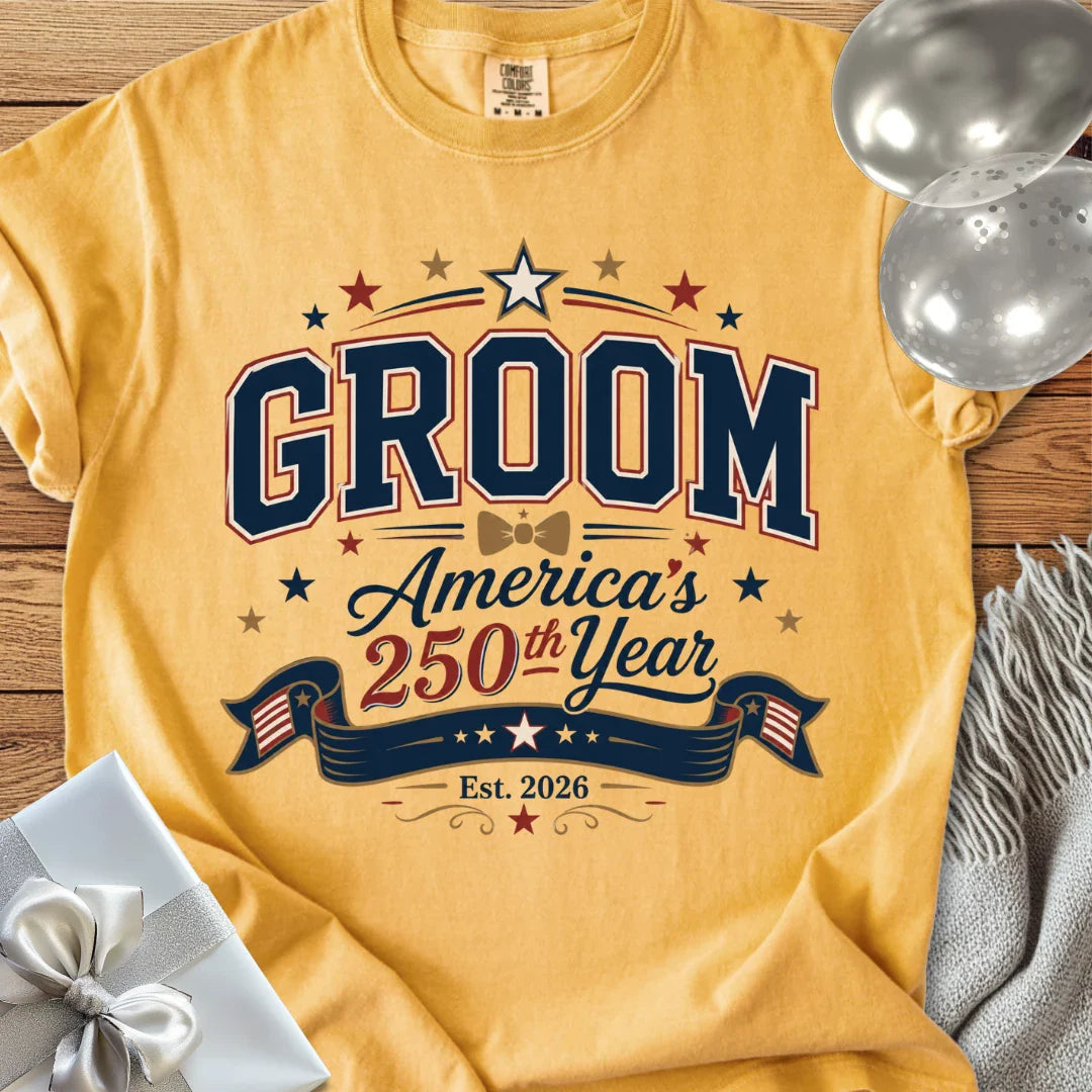 Groom 'America's 250th Year' 2026 - Premium America 250 Wedding T-Shirt