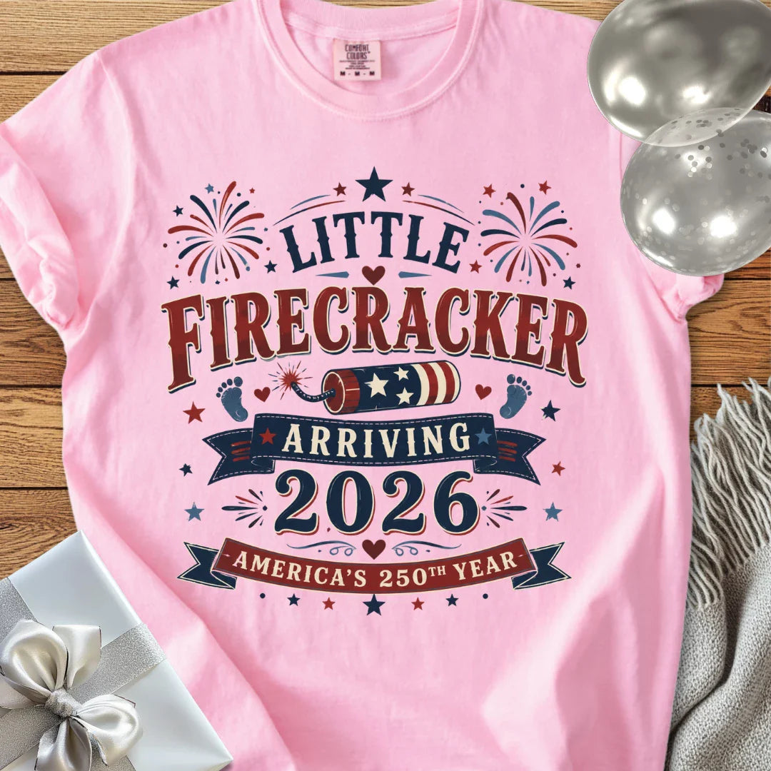Little Firecracker Arriving 2026, America's 250th Year - Premium America 250 T-Shirt