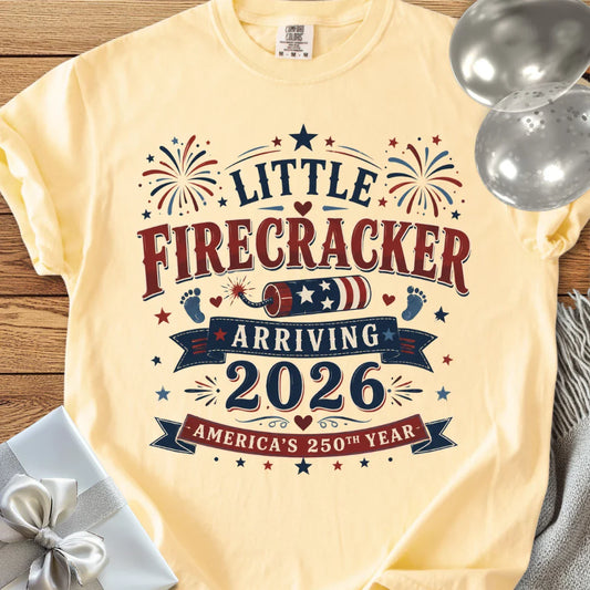 Little Firecracker Arriving 2026, America's 250th Year - Premium America 250 T-Shirt