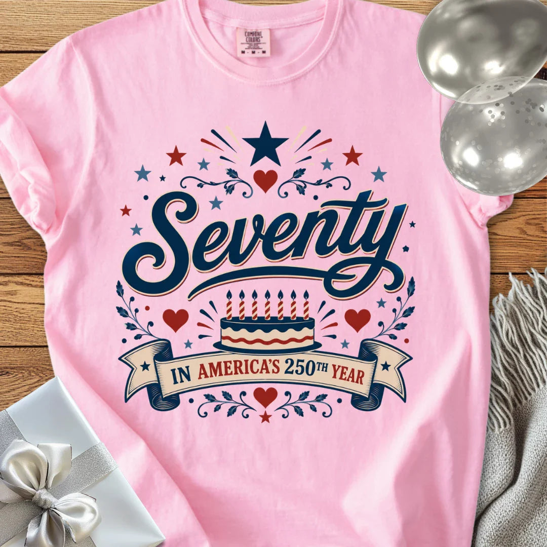 Seventy in America's 250th Year - Premium America 250 Birthday T-Shirt