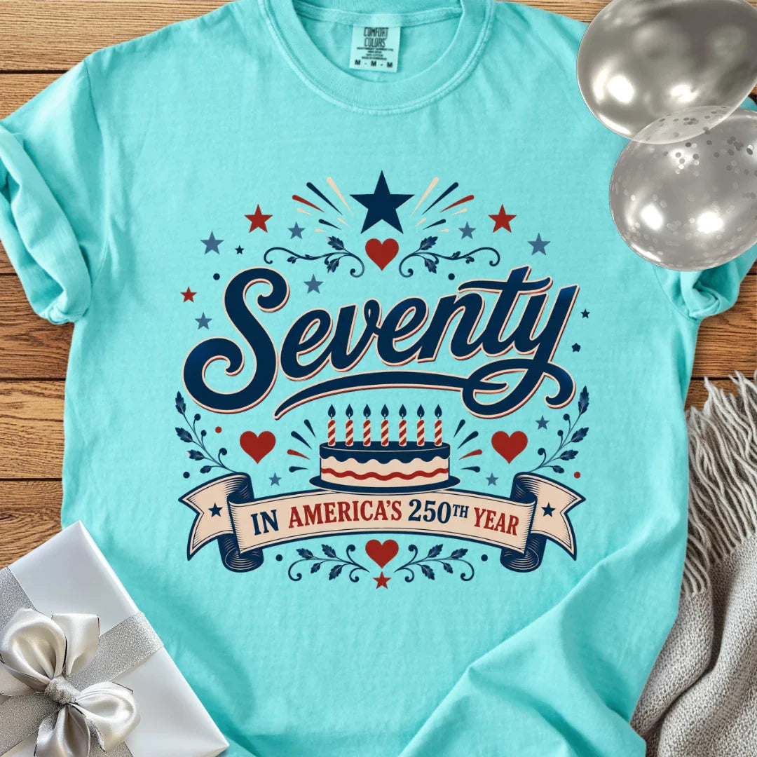 Seventy in America's 250th Year - Premium America 250 Birthday T-Shirt